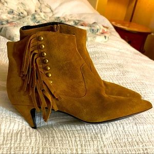 Saint Laurent fringe trimmed cat ankle boots